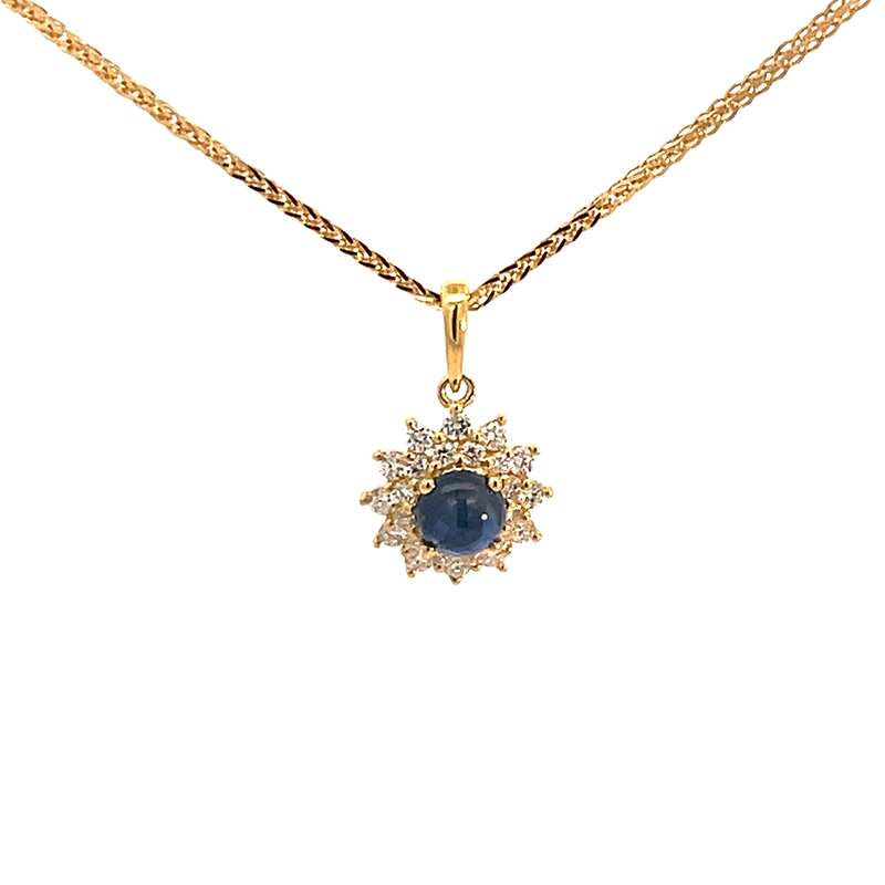Floral Sapphire Diamond Pendant Set in 18K Gold